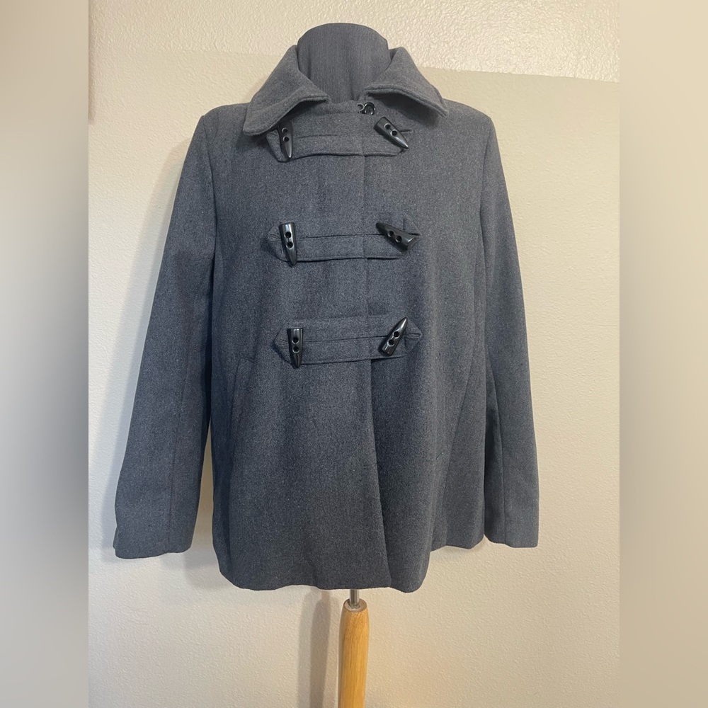 Ambiance Grey Charcoal Toggle Pea Coat women’s Large